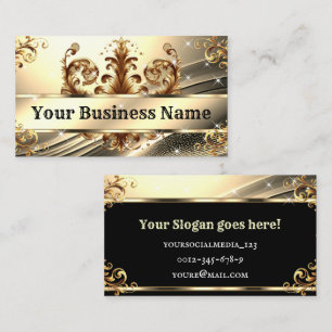 Luxury Chic Royal Ornament Glam Light Gold Ombre Business Card