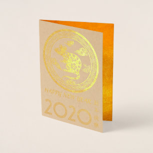 Luxury Chinese Rat Year 2020 paper-cut Greeting C Foil Card