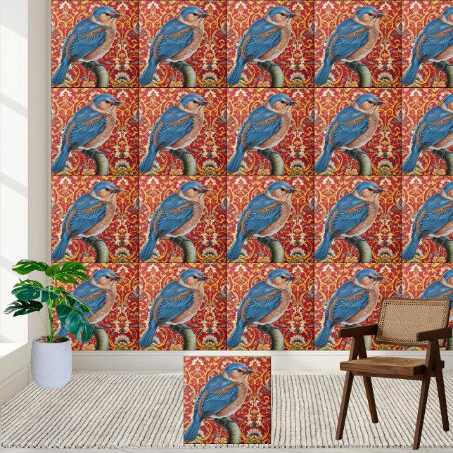 Luxury Chinoiserie Bird Tile (Luxury Chinoiserie Bird Tile)