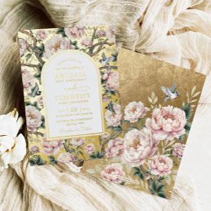 Luxury Chinoiserie Peony Floral Birds Wedding