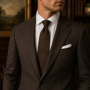 Luxury Chocolate Brown Geometric Tie