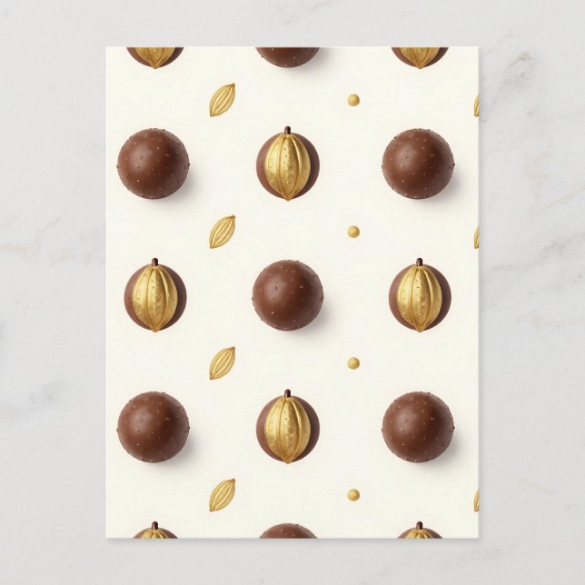 Luxury Chocolate Truffles Seamless Pattern Postcard (Front)