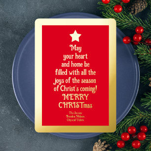 Luxury Christian Christmas Tree with Words Gold Foil Holiday Card