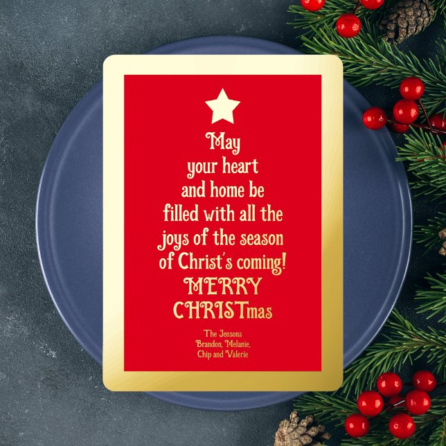 Luxury Christian Christmas Tree with Words Gold Foil Holiday Card (Creator Uploaded)