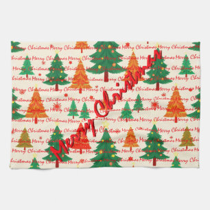 Luxury Christmas Christmas Trees Festive Tea Towel
