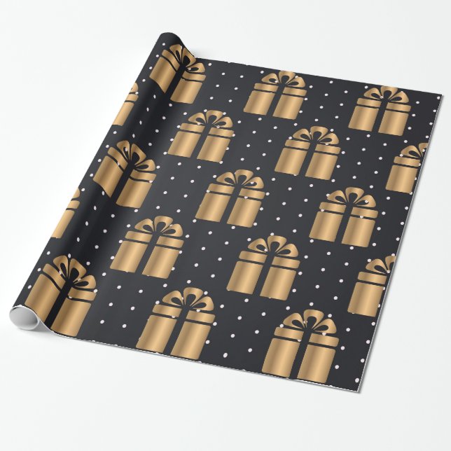 Luxury Christmas gold pattern Wrapping Paper (Unrolled)