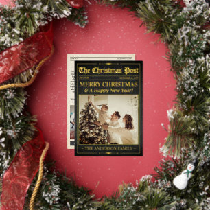 Luxury Christmas Newspaper Card, Christmas Gold