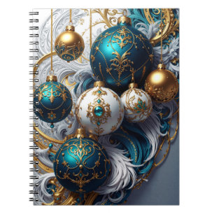 Luxury Christmas Ornaments Blue Gold Ornament Notebook