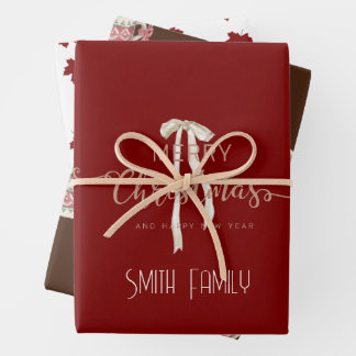 Luxury Christmas Personalized Merry Christmas  Wrapping Paper Sheet