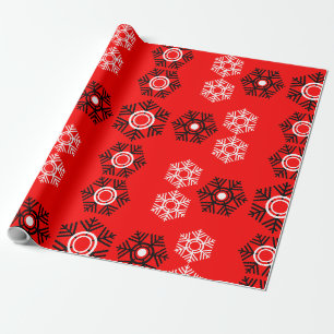 luxury Christmas Red And White Snowflake Wrapping Paper