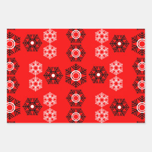 luxury Christmas Red And White Snowflake Wrapping Paper Sheet