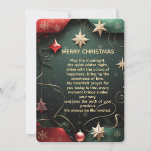 Luxury Christmas Star Frame with Festive Ornaments Holiday Card