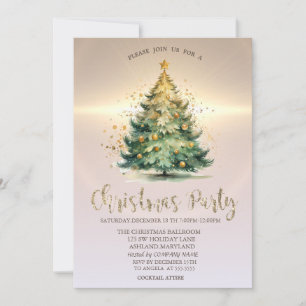 Luxury Christmas Tree Balls Gold Company  Invitation