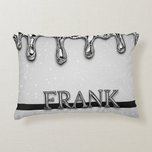 Luxury Chrome Drip Frank Name Reflective Silver M Decorative Cushion