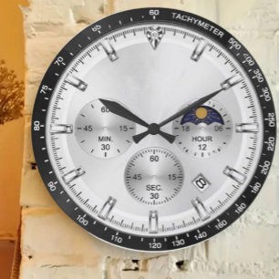 Luxury Chronograph Silver Racing Dial Large Clock