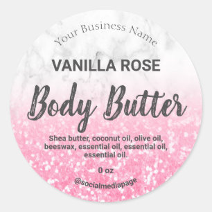 Luxury Chunky Pink Glitter Marble Product Labels