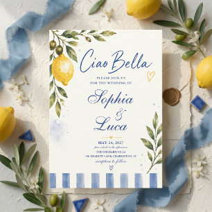 Luxury Ciao Bella Italian Lemon Amalfi Coast Blue  Invitation