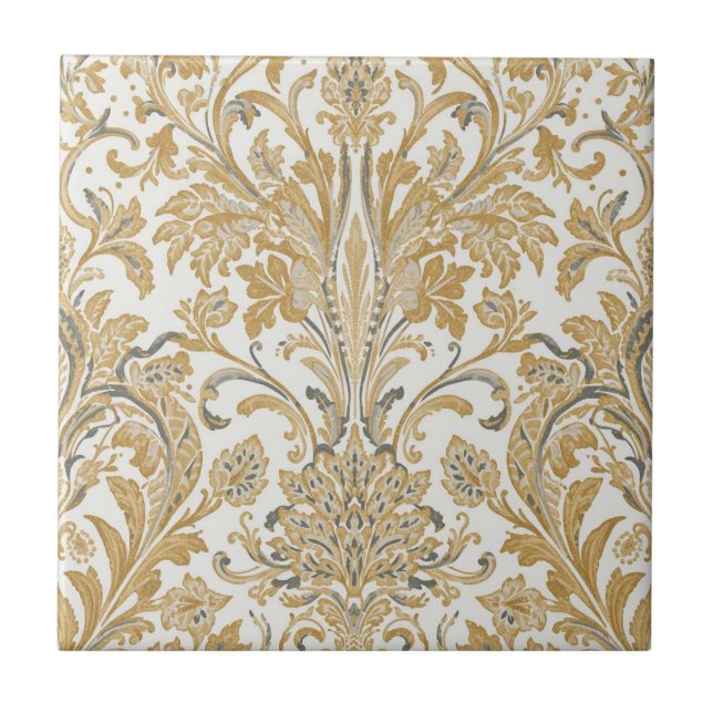 Luxury, Classic,Elegant,Gold Beige Pattern Tile (Front)