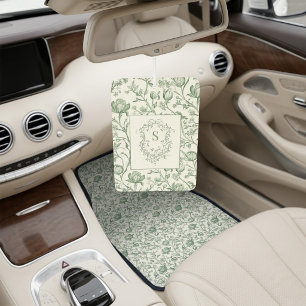 Luxury Classic Sage French Toile Monogram Crest Car Air Freshener
