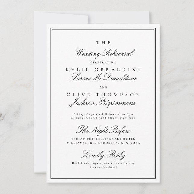 Luxury Classic The Wedding Rehearsal Dinner Invitation (Front)