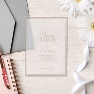 Luxury Classic Vintage Ivory with Border Wedding Vellum Invitations