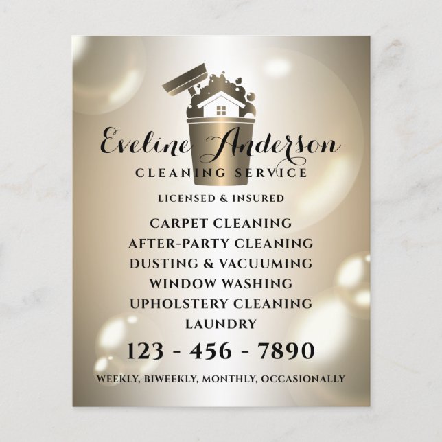 Luxury cleaning logo and bubbles flyer (Front)