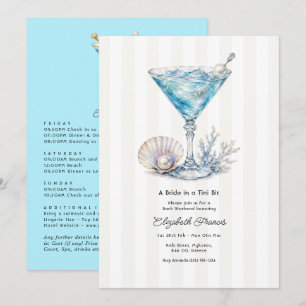 Luxury Coastal Chic Martini Bachelorette Weekend Invitation