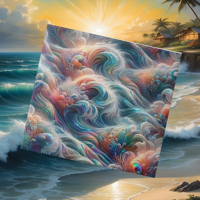 Luxury Coastal Living | Coral Reef Ocean Waves Tile (Creator Uploaded)