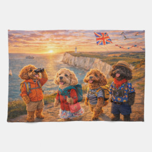 Luxury Cockapoo British Coastal Tea Towel