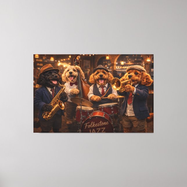 Luxury Cockapoo Jazz Band Wall Art Canvas Print (Front)