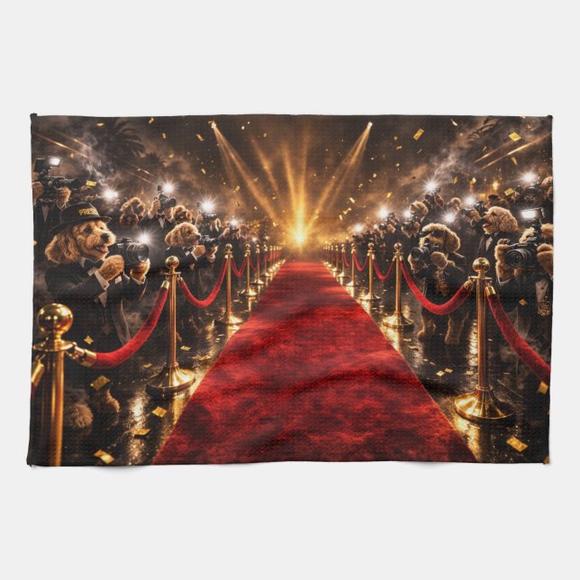 Luxury Cockapoo Red Carpet  Tea Towel (Horizontal)