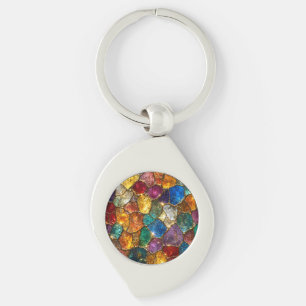 Luxury Colourful Crystal Mosaic Seamless Pattern Key Ring