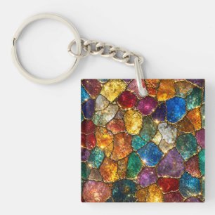 Luxury Colourful Crystal Mosaic Seamless Pattern Key Ring