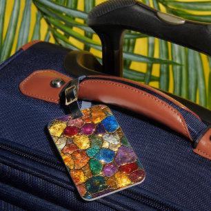 Luxury Colourful Crystal Mosaic Seamless Pattern Luggage Tag