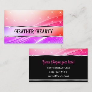 Luxury Colourful Rainbow Glitzy Stars Liquid Silve Business Card