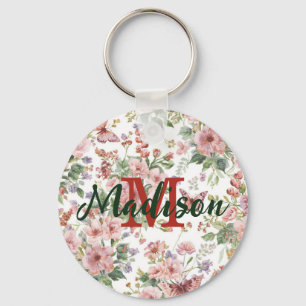 Luxury Colourful Wildflower Flower blue butterfly Key Ring