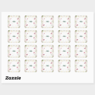 Luxury Colourful Wildflower Flower blue butterfly Square Sticker