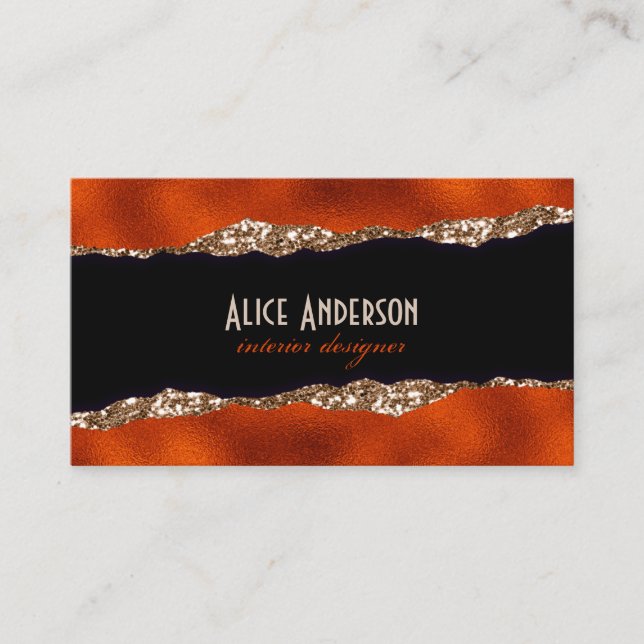 Luxury coper gold black elegant aesthetic premium  business card (Front)