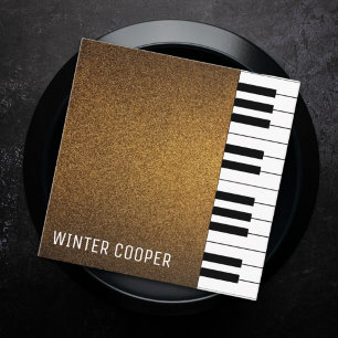 Luxury copper gold glitter piano keys professional square business card