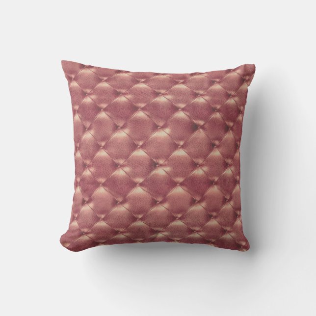 Luxury Copper Rose Tufted Leather Opulent Glam VIP Cushion (Front)