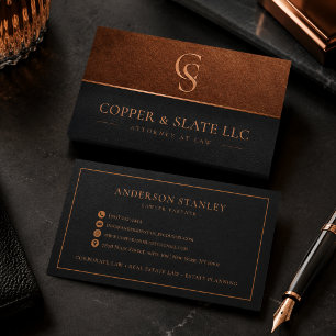 Luxury Copper & Slate Attorney Business Card