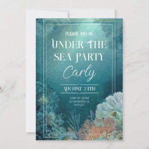 Luxury Coral Reef Gold Frame Under The Sea Invitation