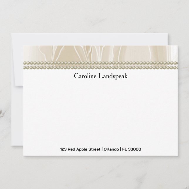 Luxury correspondence Custom Cream Silk & Pearls Card (Front)
