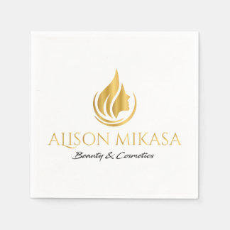 Luxury cosmetics spa skincare & beauty logo napkin