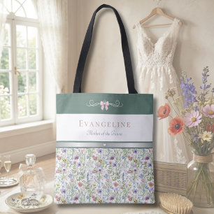 Luxury Cottagecore Wildflower Mother of the Groom Tote Bag