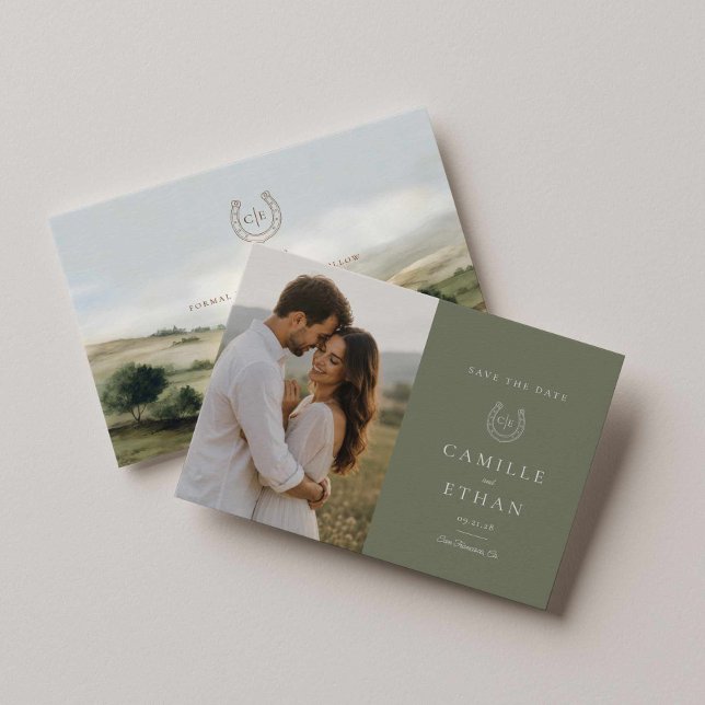 Luxury Countryside Photo Save The Date (Modern Western Photo Save the Date Card)