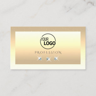 Luxury Cream Beige Ombre Sparkle Diamonds Add Logo Business Card