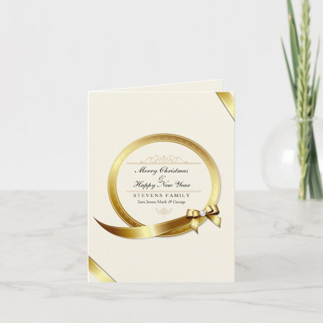 Luxury Cream & Gold Elegant Merry Christmas Card (Front)