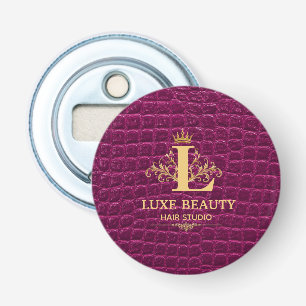Luxury Crocodile Leather Monogram Gold Initial Bottle Opener