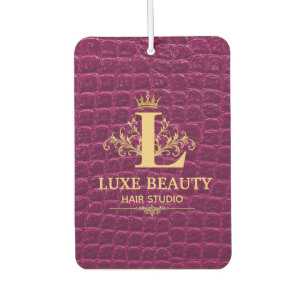Luxury Crocodile Leather Monogram Gold Initial Car Air Freshener